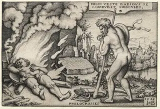 The Labors of Hercules: Hercules on his Pyre, by Sebald Beham, 1548
