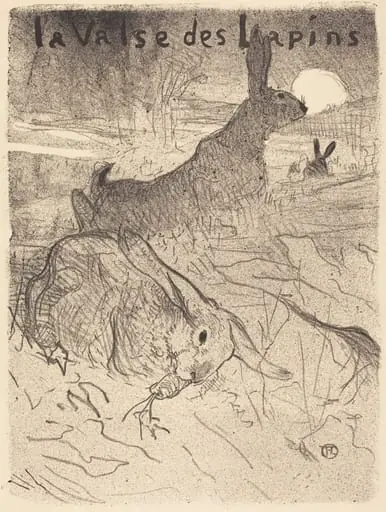La valse des lapins, by Henri de Toulouse-Lautrec, ink, 1895