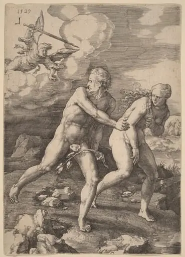 The Explusion from Paradise, by Lucas van Leyden, ink, 1529