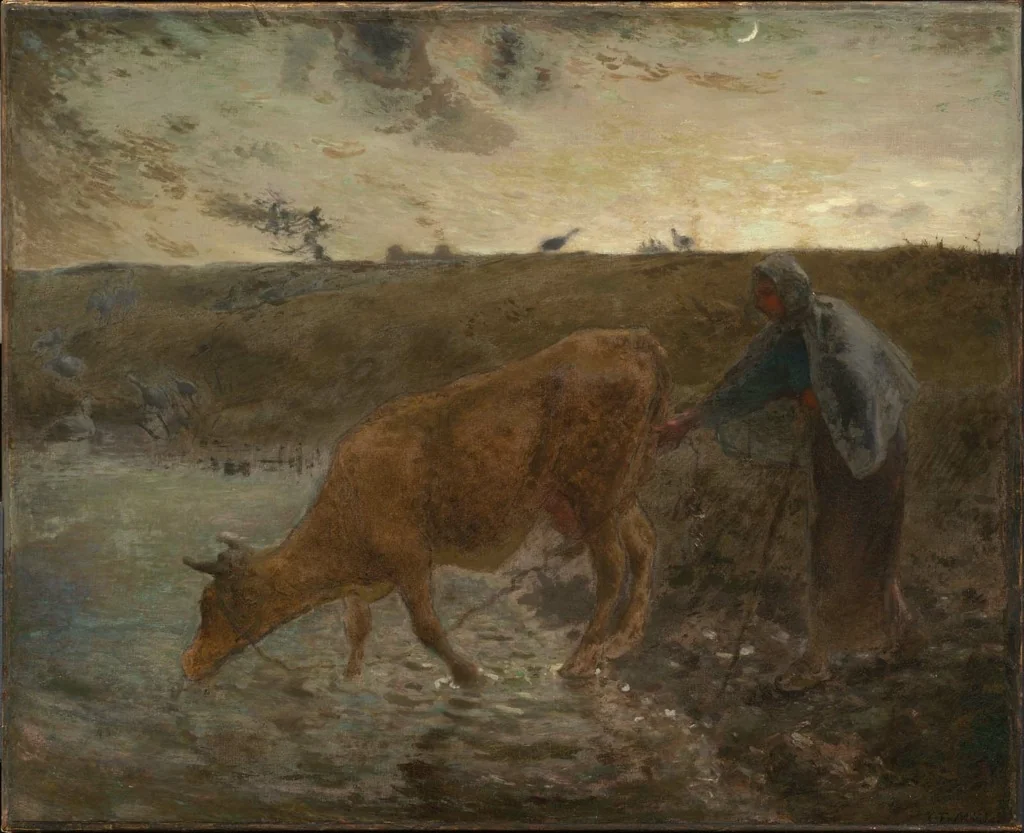 Peasant Watering her Cow, Evening, detail