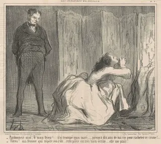 Pardonnez-moi, o mon dieu! ..., by Honoré Daumier, ink, 1858