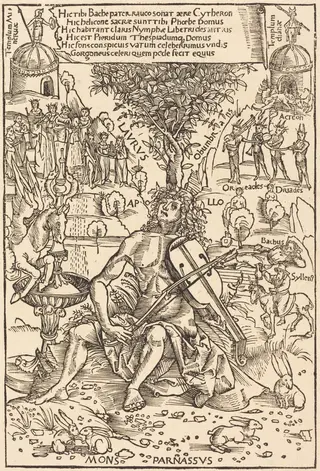Apollo on Parnasus, by Hans Süss von Kulmbach, ink, 1502