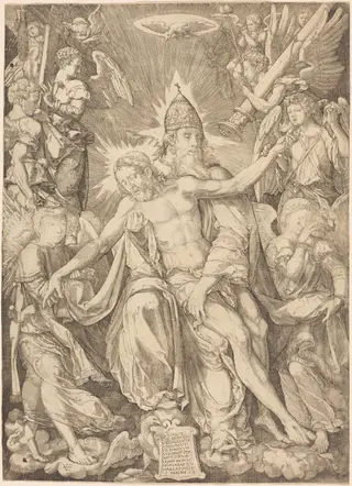 The Holy Trinity, by Johann Ladenspelder, ink, 1542