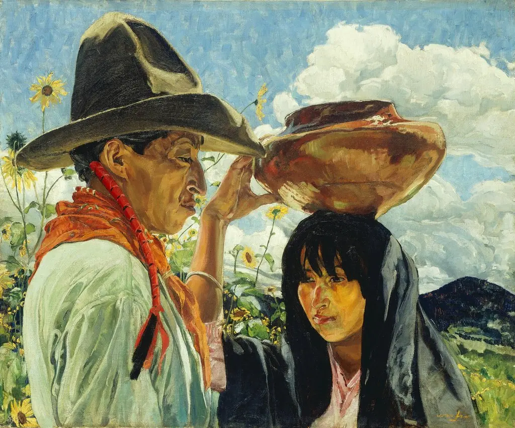 Jim and His Daughter, by Walter Ufer, oil, 1923