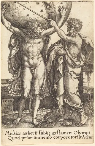 Hercules and Atlas, by Heinrich Aldegrever, 1550