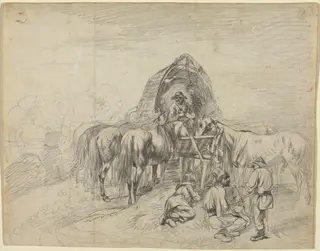 Wallachian Wagoners Resting, by Johann Adam Klein, graphite, 1813
