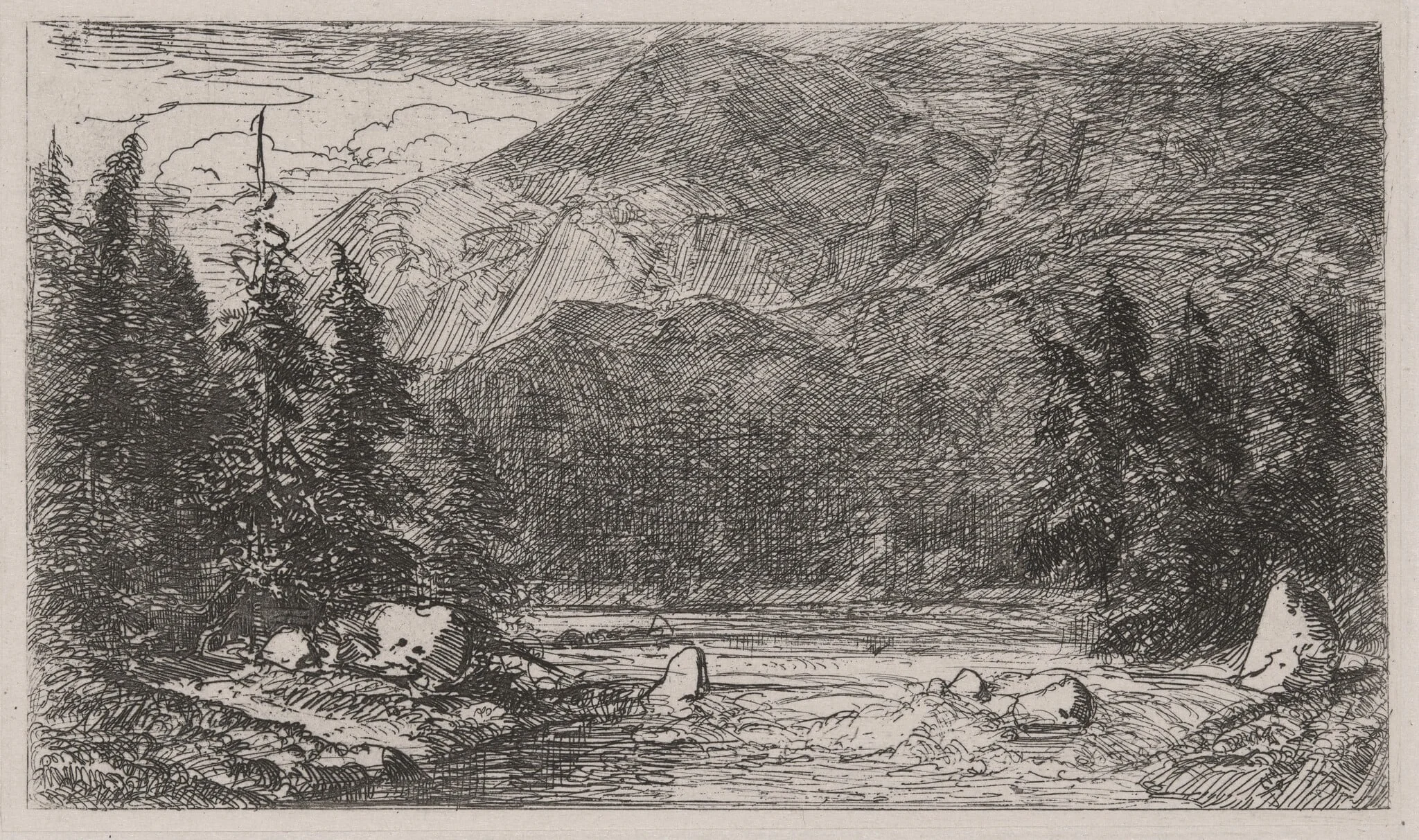 Mountain Stream with Rapids, detail
