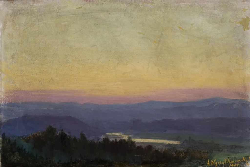 The Vistula near Tyniec at Sunset, by Leon Wyczółkowski, oil, 1901