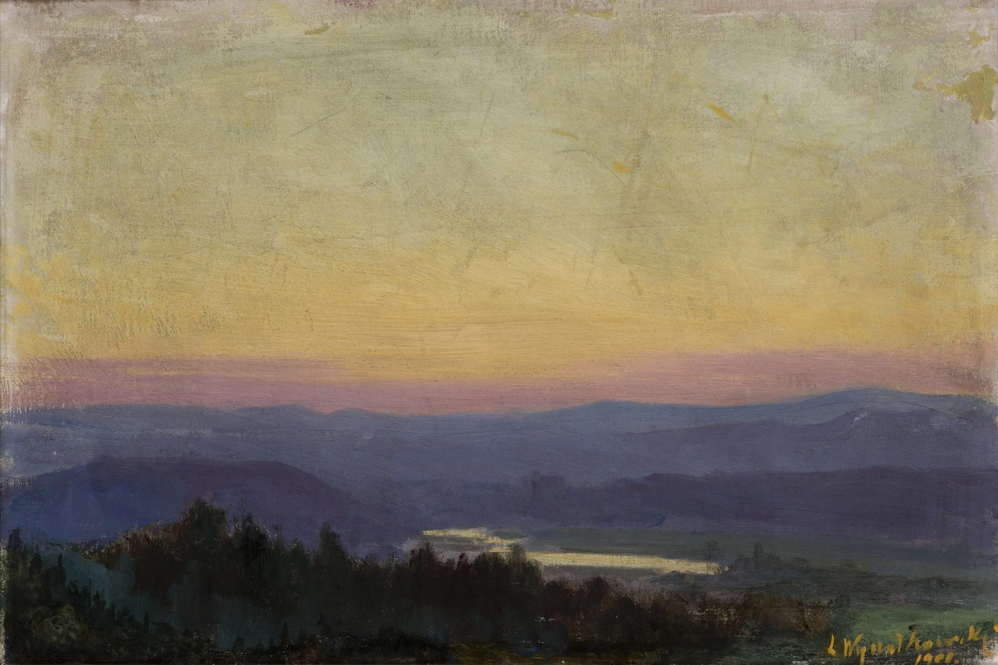 The Vistula near Tyniec at Sunset, detail