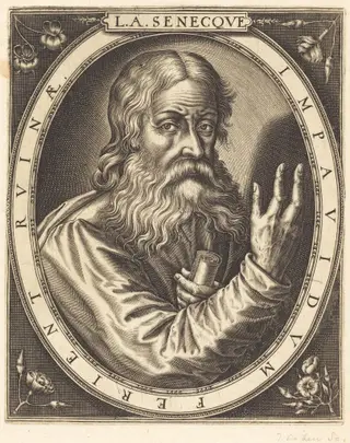 Seneca, by Thomas de Leu, ink, 1590