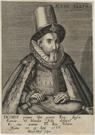 James I as James VI of Scotland, by Heinrich Ullrich, ink, 1581