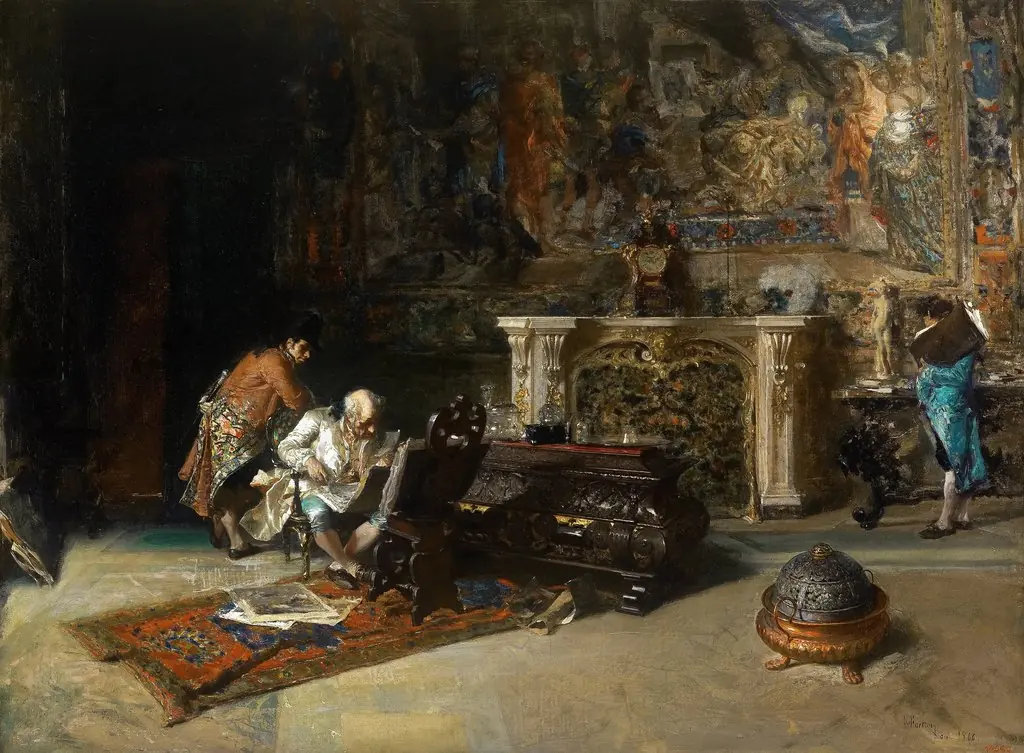 The Print Collector, by Mariano Fortuny Marsal, oil, 1866