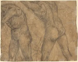 Two Nude Figures [verso], by Luca Signorelli, chalk, 1500