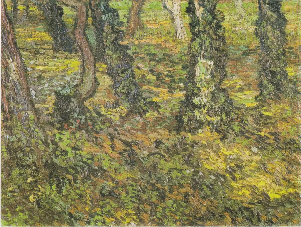 Tree Trunks with Ivy, by Vincent van Gogh, oil