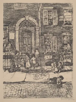 Street Scene (New York), by Jerome Myers, ink, 1922