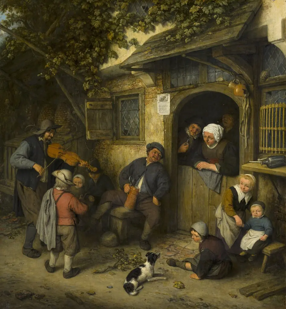 The Fiddler, by Adriaen van Ostade, oil, 1673