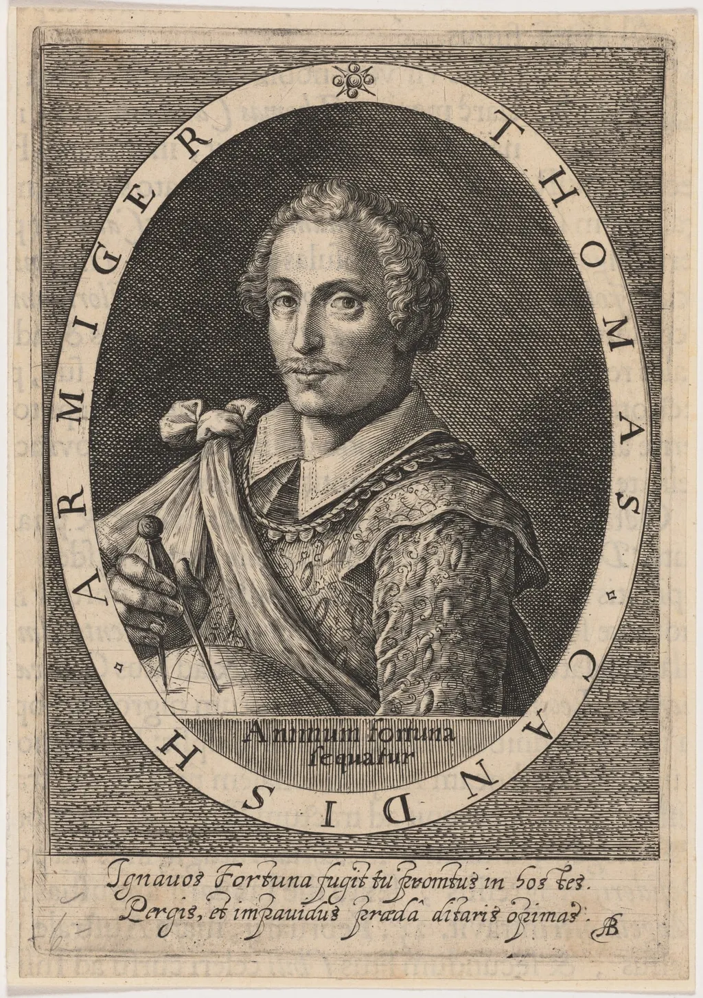 Thomas Cavendish, by Willem de Passe, ink, 1620