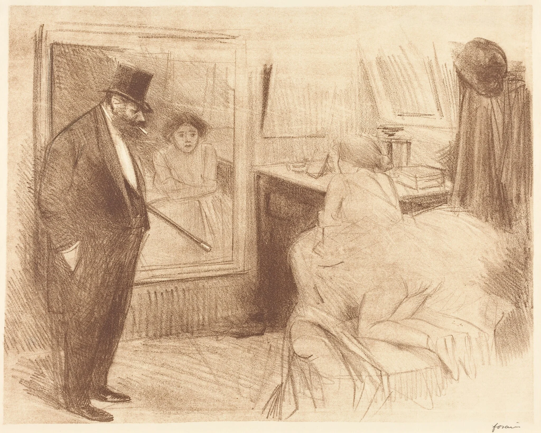 La loge de la danseuse (2e planche) (The Dancer's Dressing Room) (second plate), detail