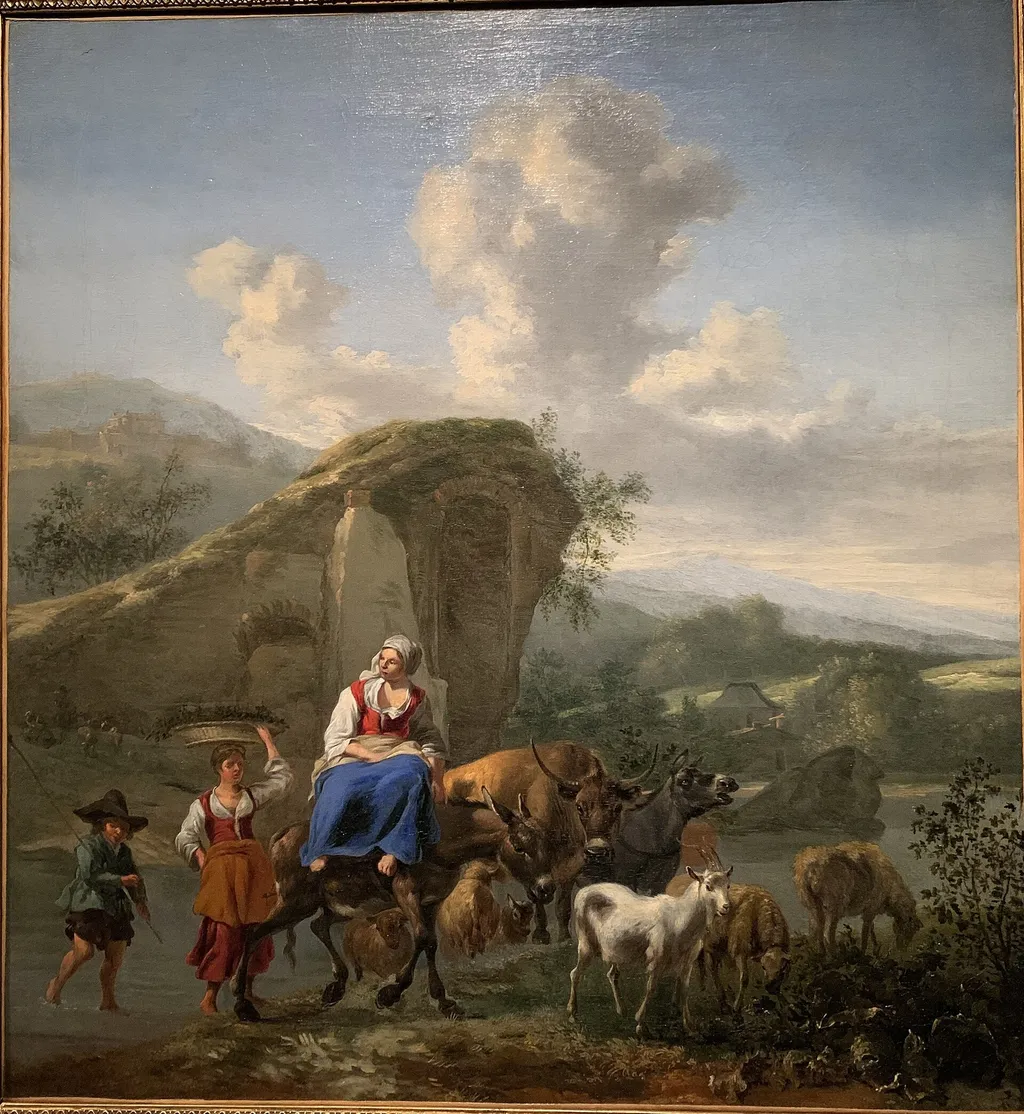 Shepherds at a Ford, by Hendrick Mommers, oil, 1645
