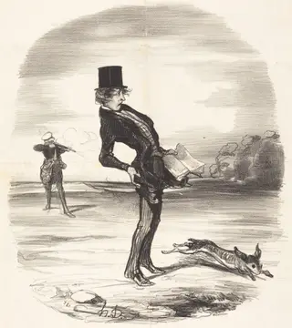 Une Charge déplacée, by Honoré Daumier, ink, 1845