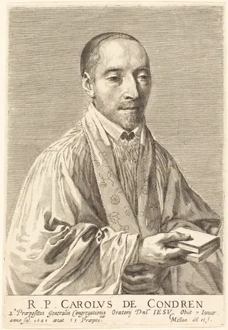 Charles de Condren, by Claude Mellan, ink, 1643