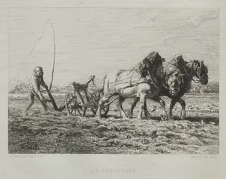 Ploughing, by Charles-Émile Jacque, 1864