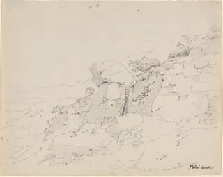 Glacial Boulders at the Edge of a Mountain, by Jean Antoine Linck, graphite, 1805
