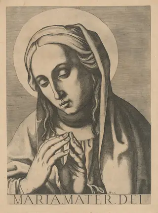 Bust of the Virgin, by Raffaello Schiaminossi, ink, 1606