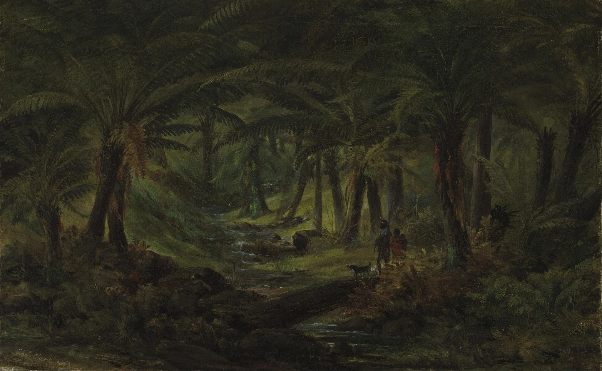 Fern gully with Aboriginal family, detail