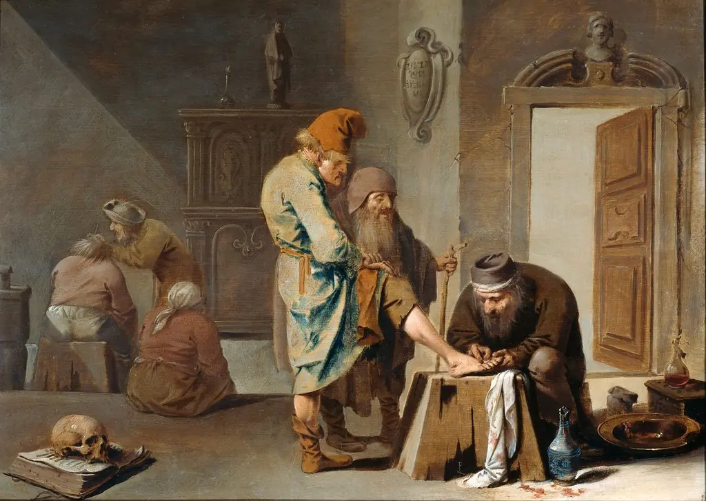 The foot operation, by Pieter Quast, oil, 1638