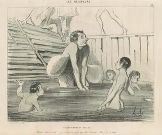 L'enseignement mutuel, by Honoré Daumier, ink, 1842