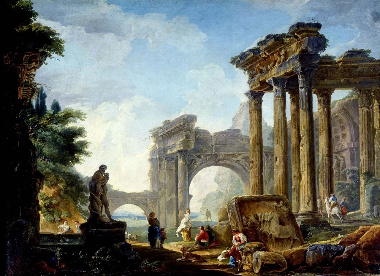 Paysage avec ruines romaines, detail