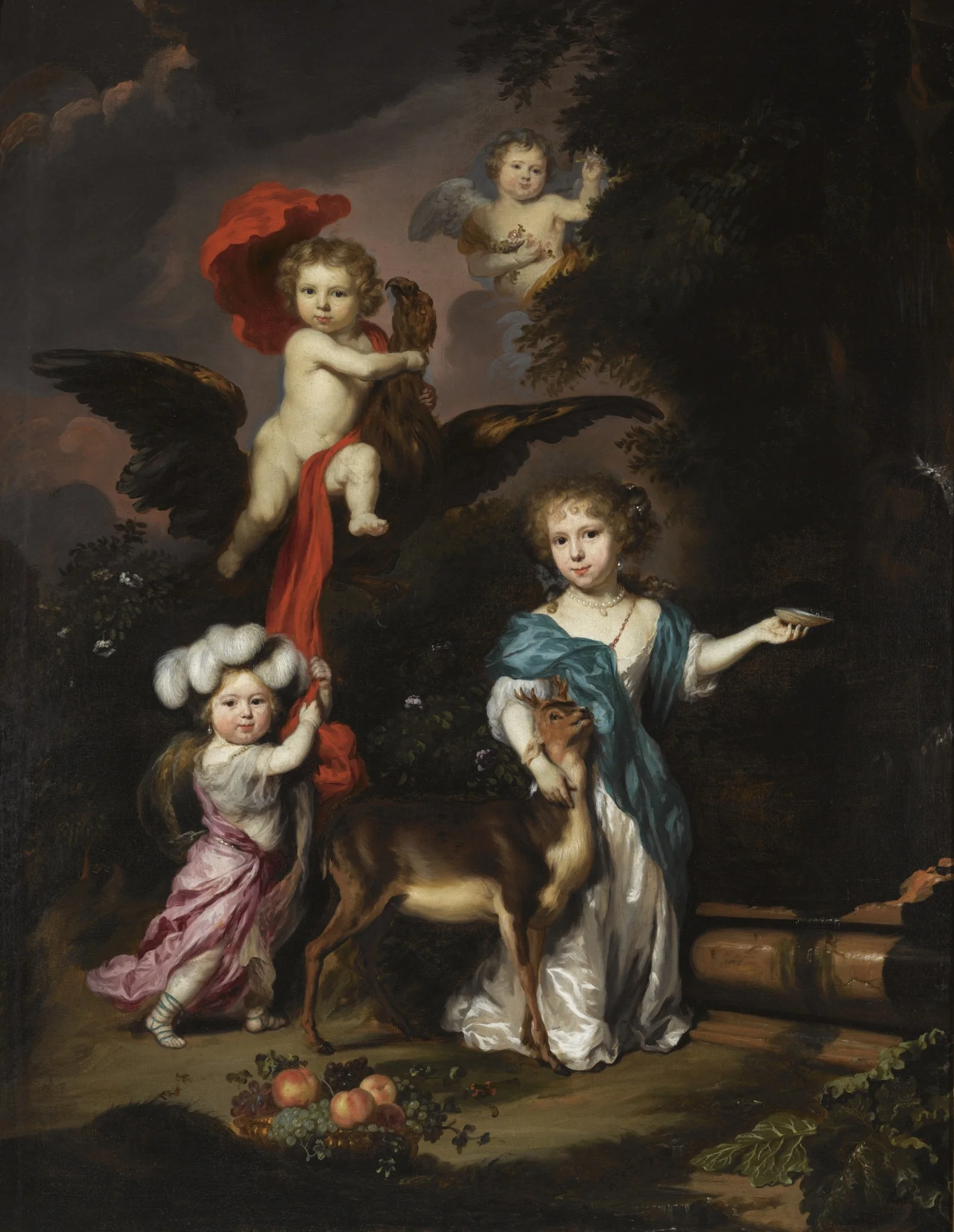 Portrait of Four Children as Ceres Ganymede Cherub and Diana, detail