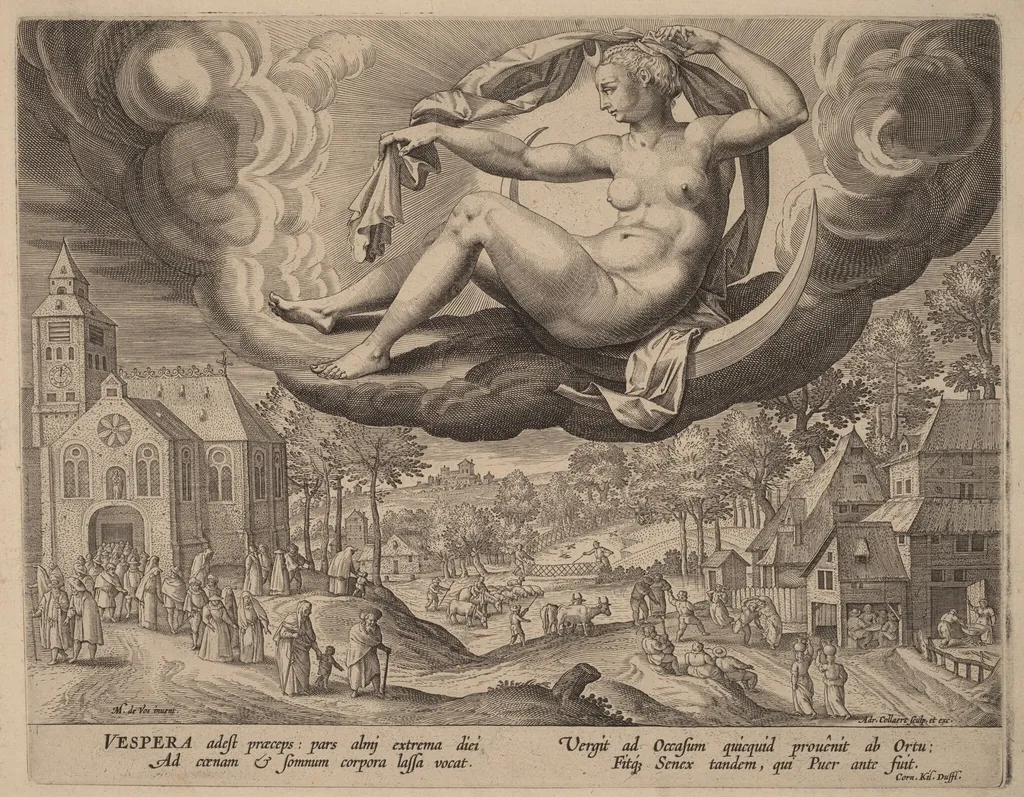 Evening, by Adriaen Collaert, ink, 1597