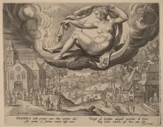 Evening, by Adriaen Collaert, ink, 1597