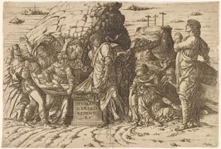 The Entombment, by Andrea Mantegna, ink, 1472
