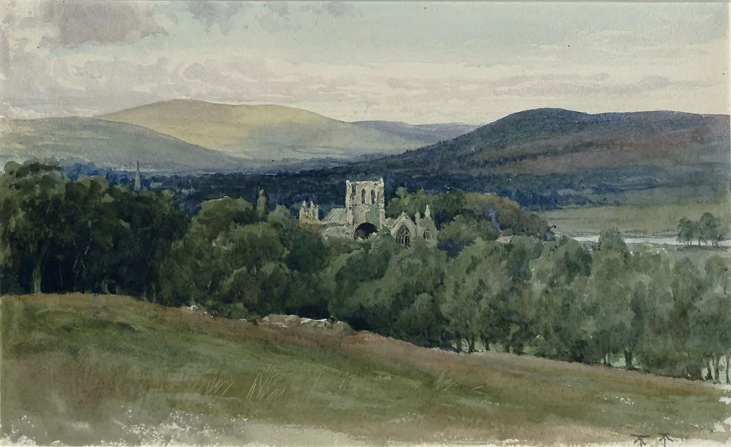 Melrose Abbey, by Francis Bernard Dicksee, watercolor, 1870