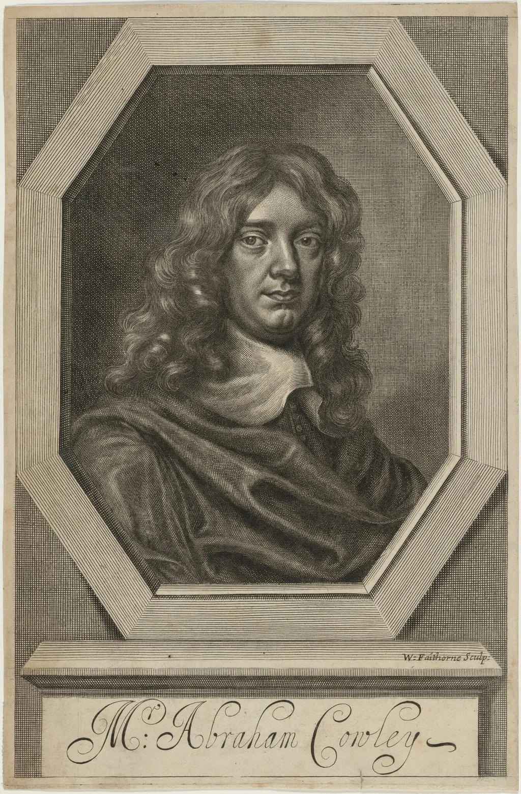 Abraham Cowley, by William Faithorne, ink, 1670