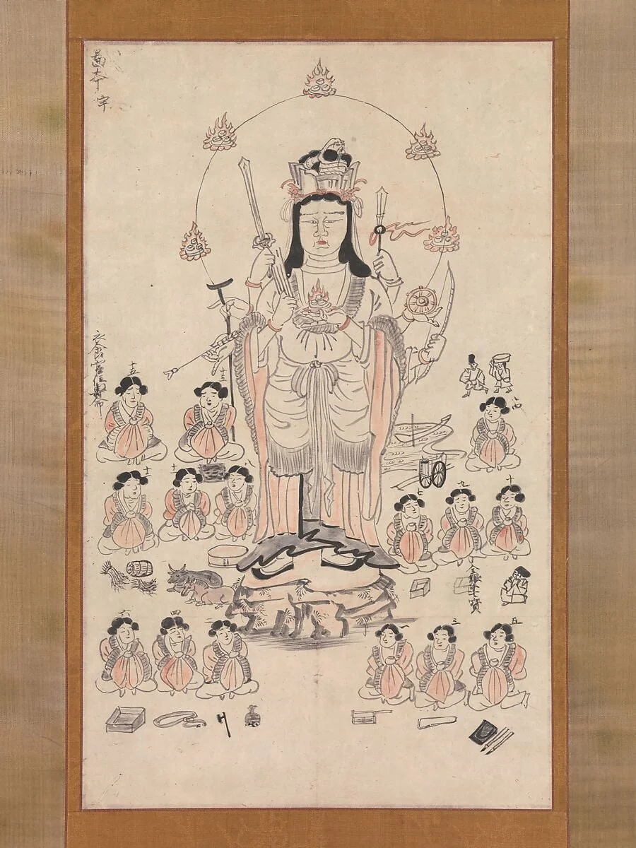 弁財天十五童子像|Benzaiten and Fifteen Attendants, detail