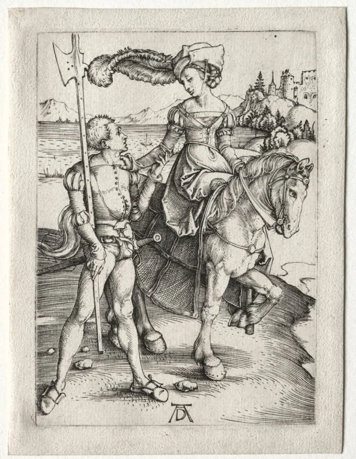 The Lady Riding and the Landsknecht, detail