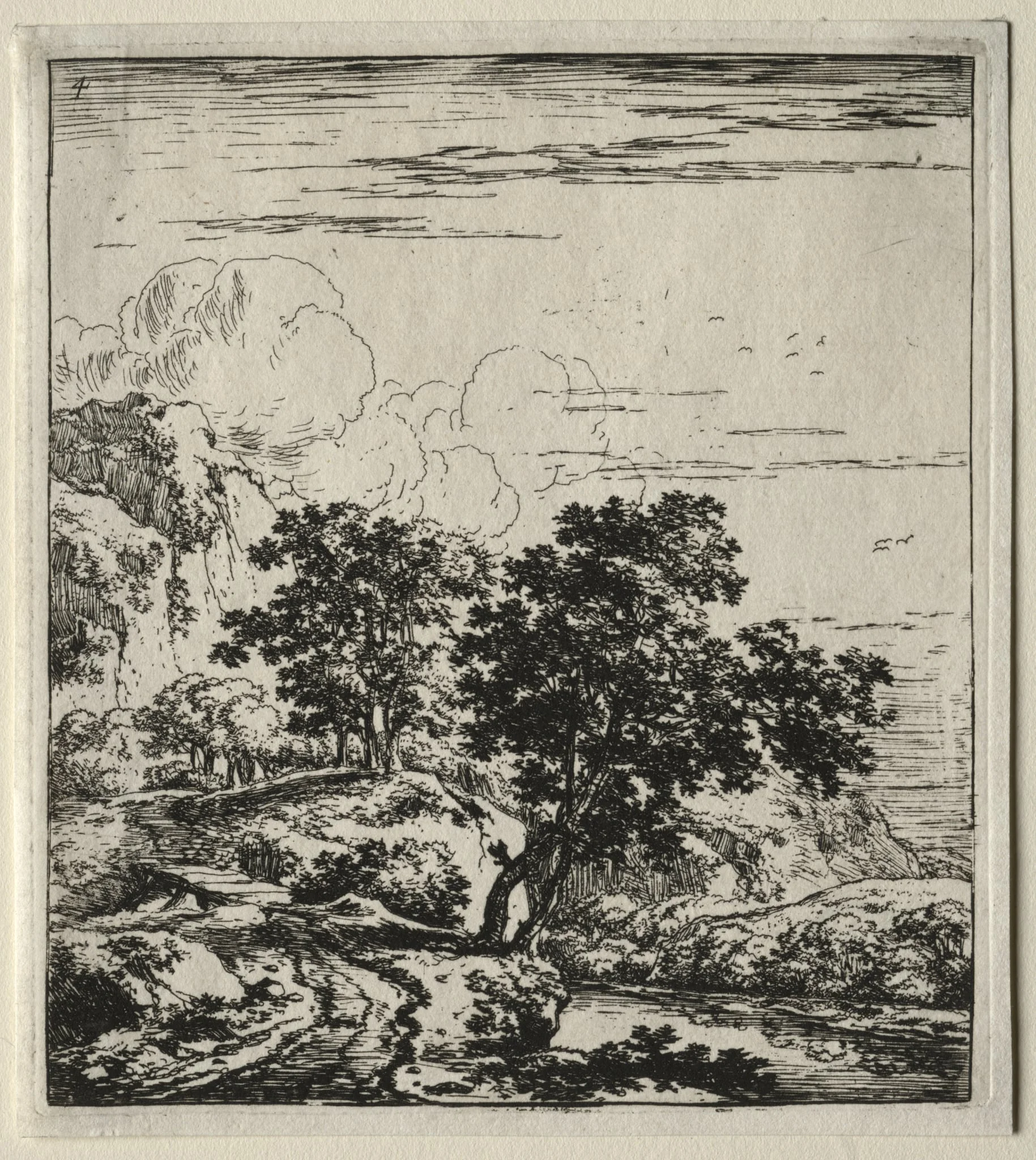 Le sentier au bord de la rivière et le petit pont du bois, detail