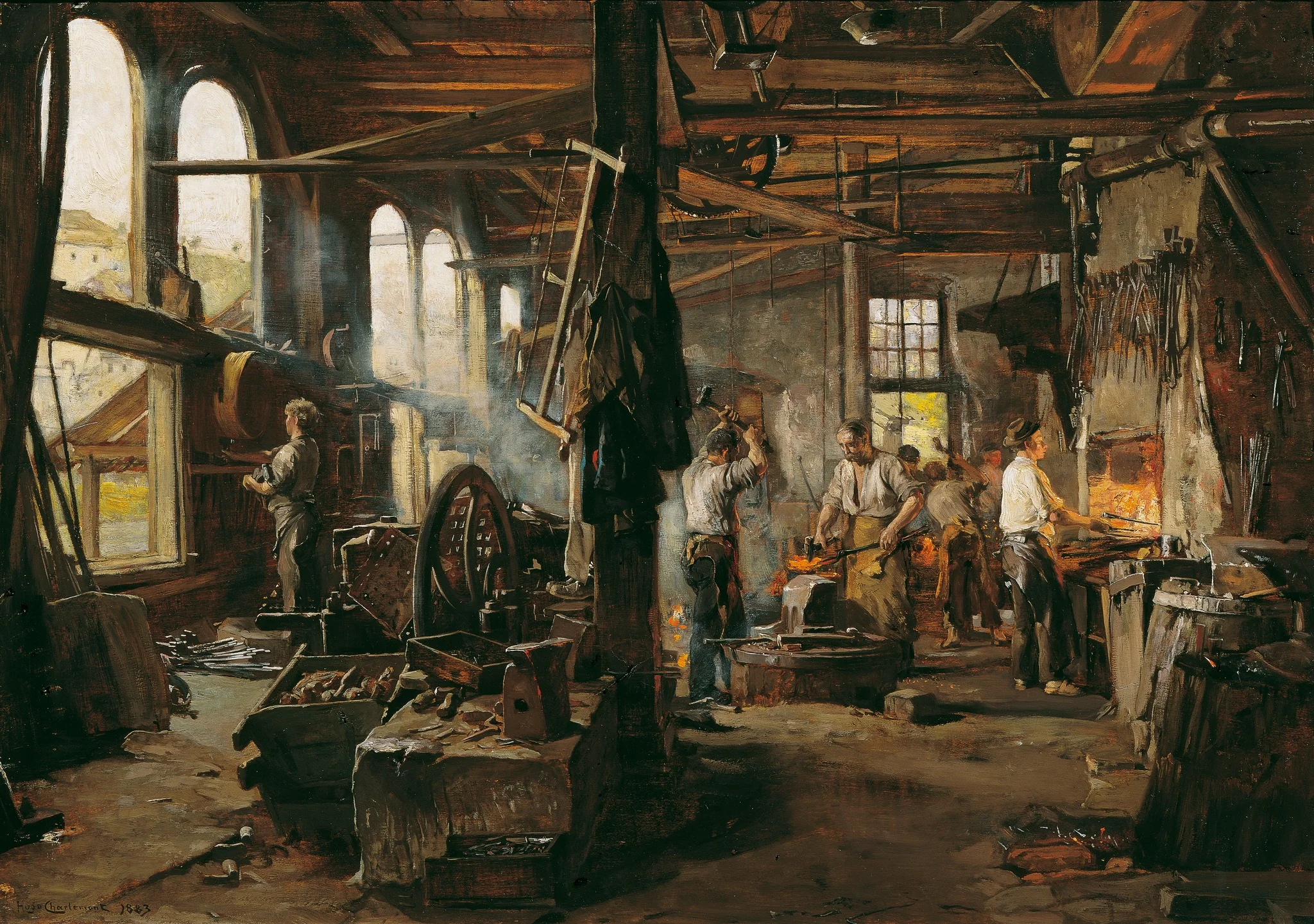 Interieur einer Hammerschmiede, detail