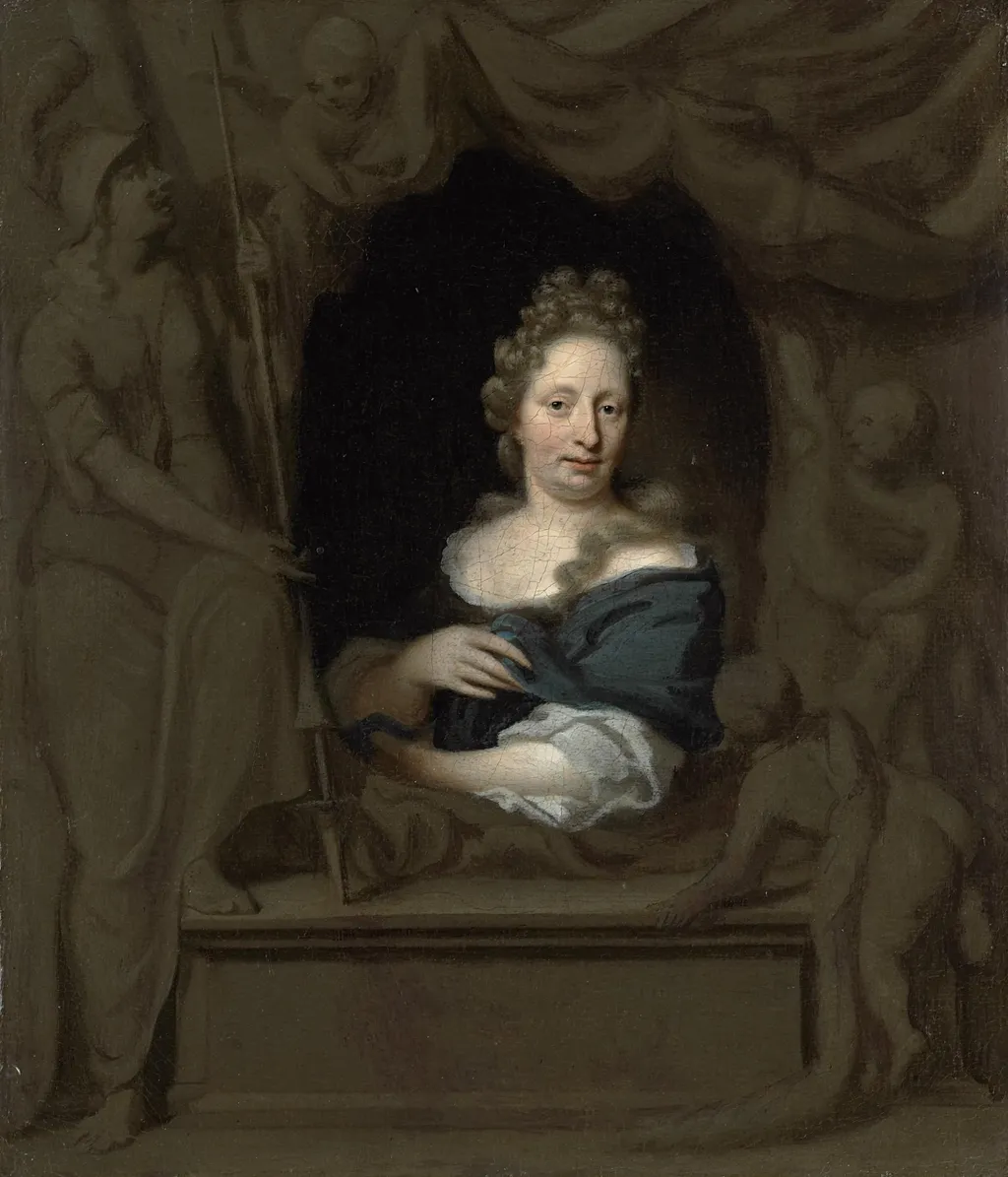 Portrait of Eva Visscher, wife of Michiel van Musscher, by Michiel van Musscher, oil, 1693