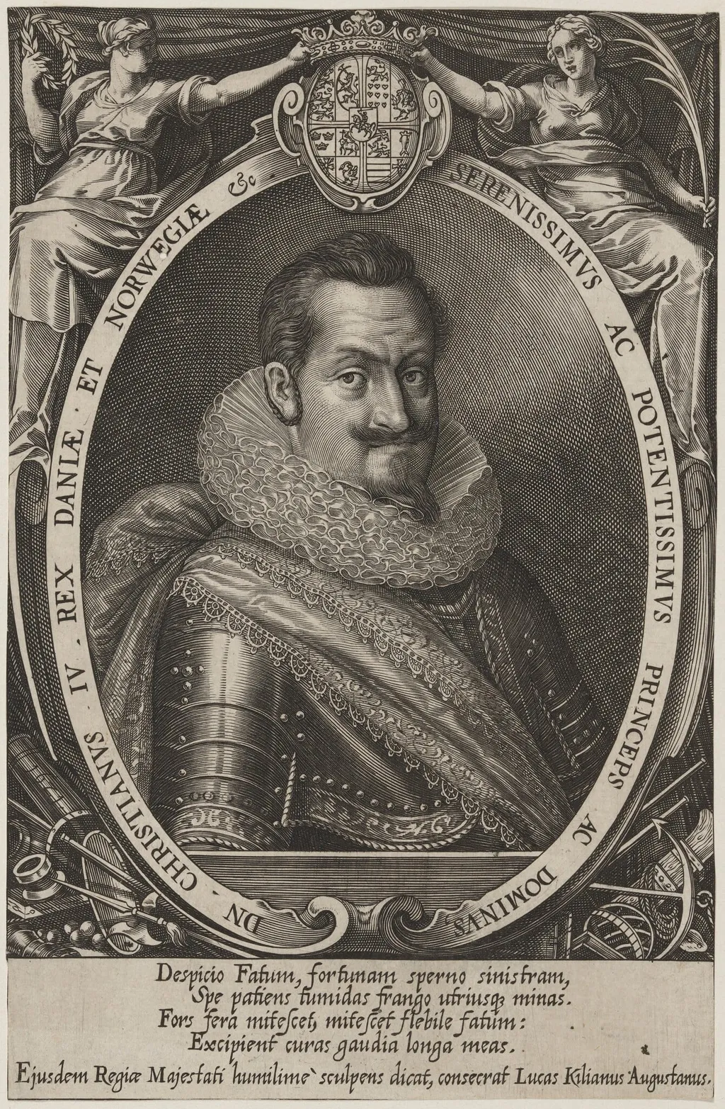Christian IV of Denmark, by Lucas Kilian, ink, 1625