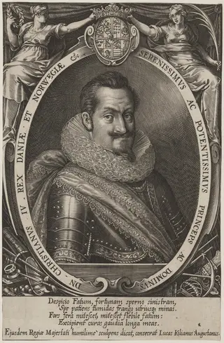Christian IV of Denmark, by Lucas Kilian, ink, 1625