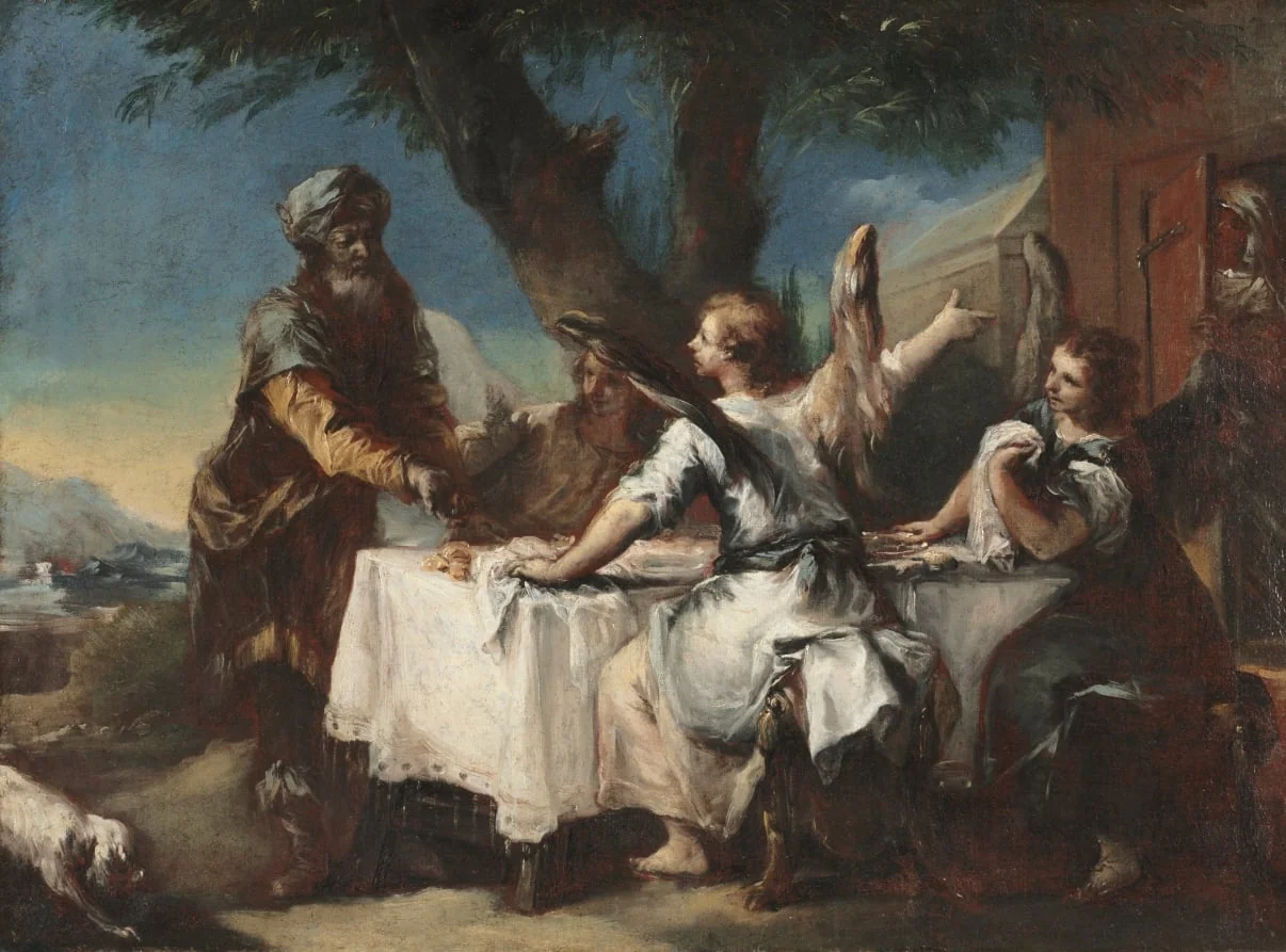 Abraham Welcoming the Three Angels, detail