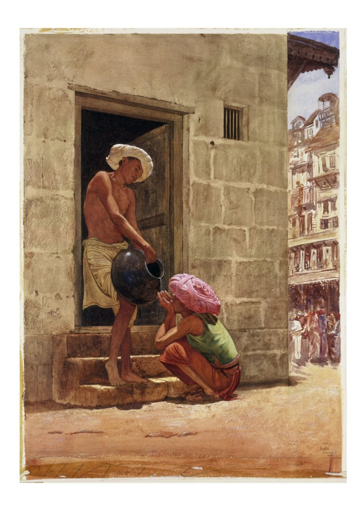 A Drink by the Way: Street Scene in Bombay, detail