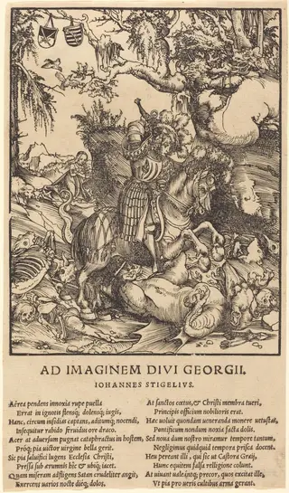 Saint George and the Dragon, by Lucas Cranach the Elder, ink, 1512
