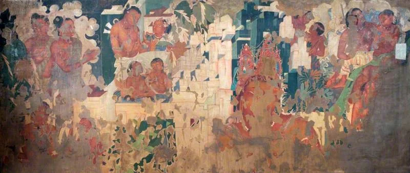 Copy of Painting inside the Caves of Ajanta (cave 2), detail