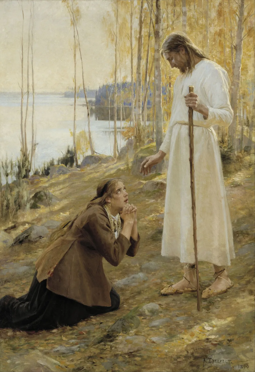 Christ and Mary Magdalene, a Finnish Legend, by Albert Edelfelt, oil, 1896